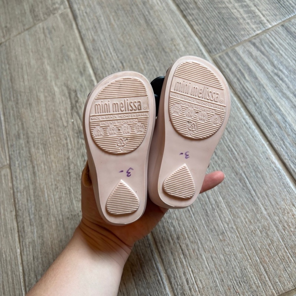 Mini Melissa Minnie & Mickey Mary Jane Rubber Shoes with Velcro Girls Size 6 - Picture 6 of 6